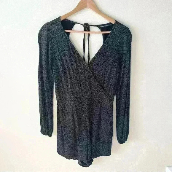 Abercrombie & Fitch S Black Dot Print Romper Long Sleeve Shorts - Picture 1 of 8